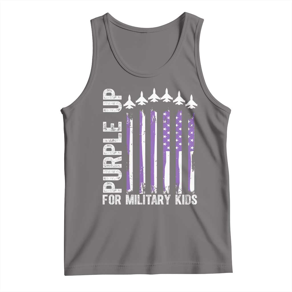 Purple Up For Military Kids Tank Top American Flag Air Force Military Child Month TS02 Deep Heather Print Your Wear