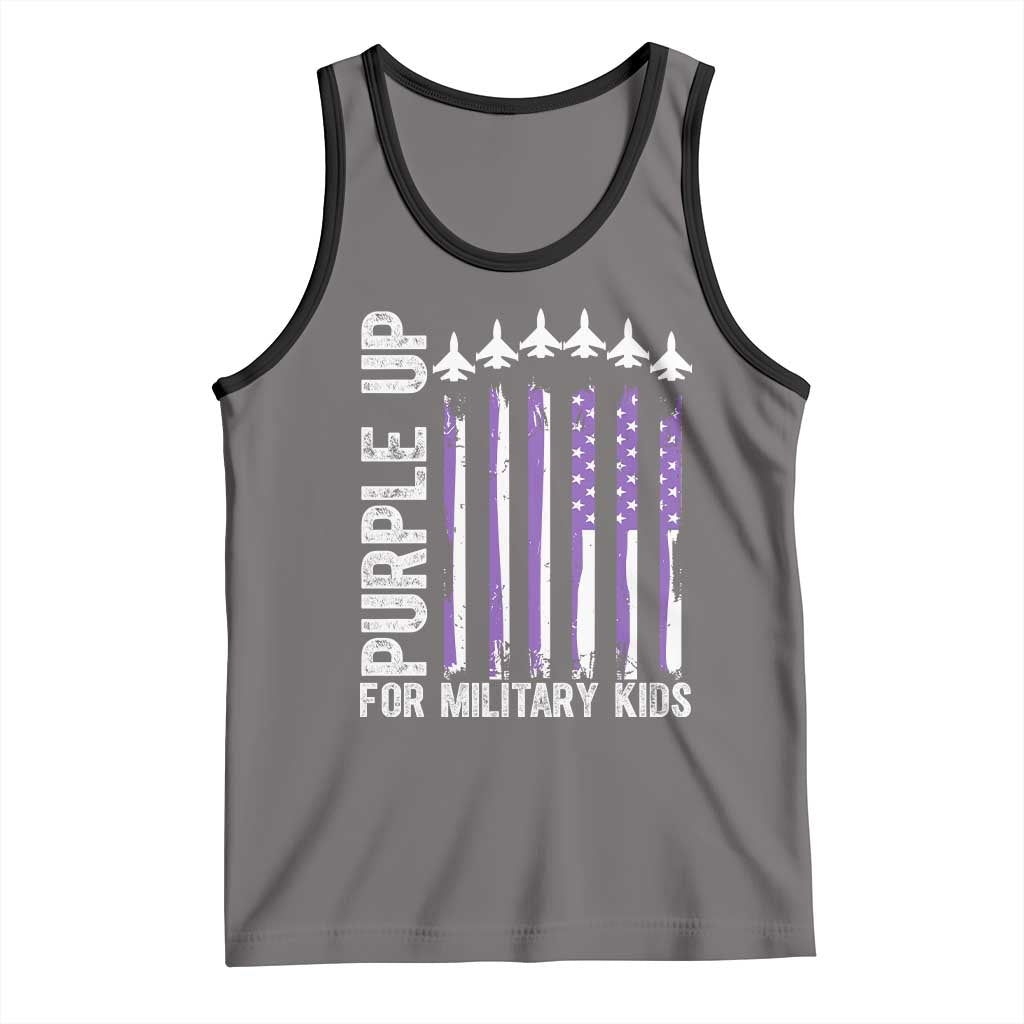 Purple Up For Military Kids Tank Top American Flag Air Force Military Child Month TS02 Deep Heather Black Print Your Wear