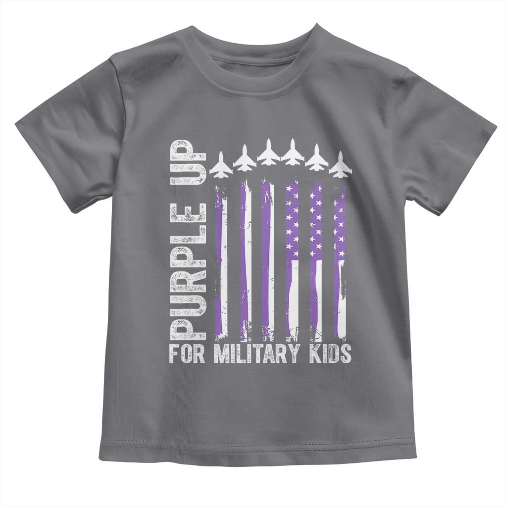 Purple Up For Military Kids Toddler T Shirt American Flag Air Force Military Child Month TS02 Charcoal Print Your Wear