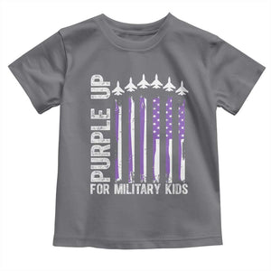 Purple Up For Military Kids Toddler T Shirt American Flag Air Force Military Child Month TS02 Charcoal Print Your Wear