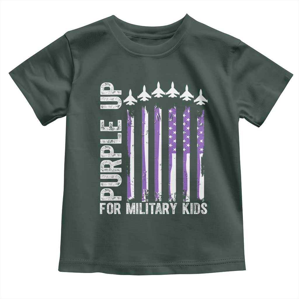 Purple Up For Military Kids Toddler T Shirt American Flag Air Force Military Child Month TS02 Dark Forest Green Print Your Wear