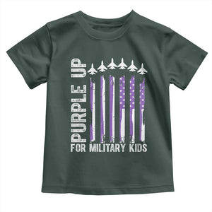 Purple Up For Military Kids Toddler T Shirt American Flag Air Force Military Child Month TS02 Dark Forest Green Print Your Wear