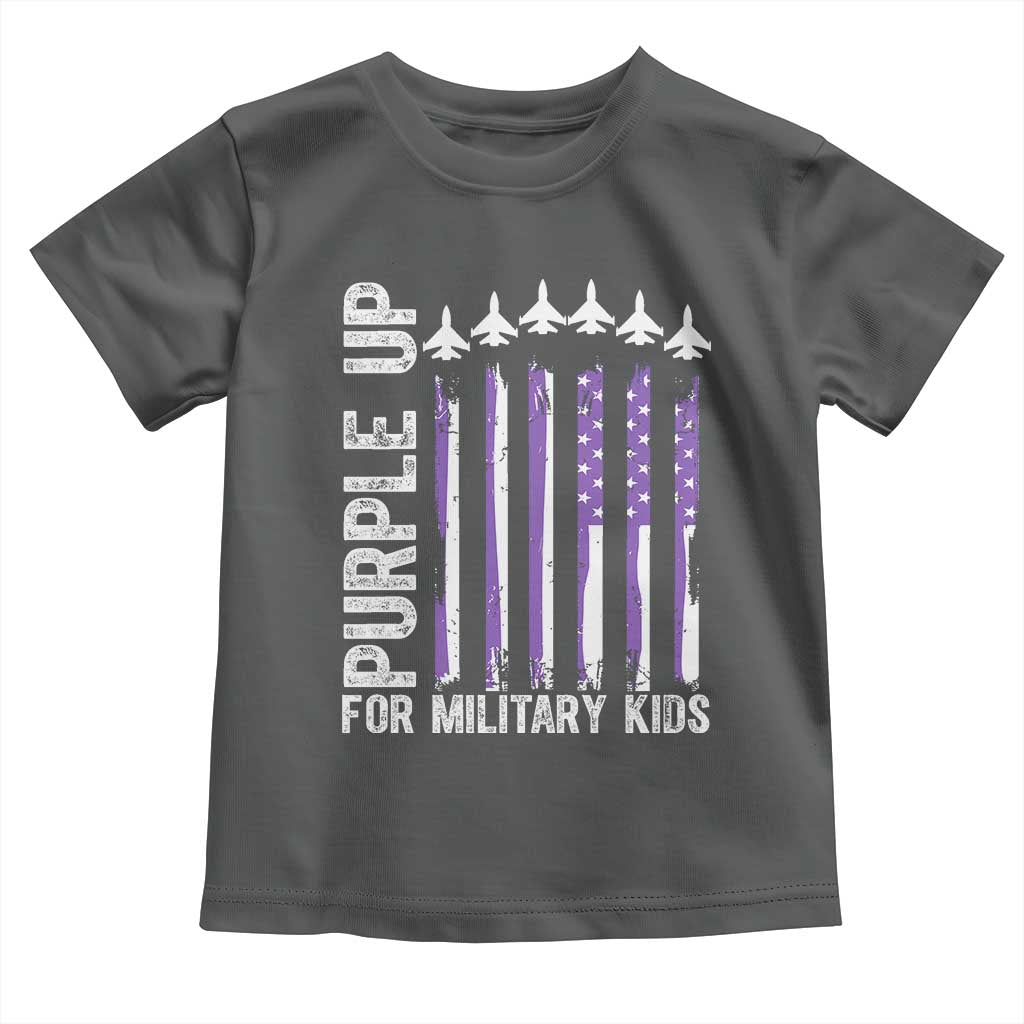 Purple Up For Military Kids Toddler T Shirt American Flag Air Force Military Child Month TS02 Dark Heather Print Your Wear