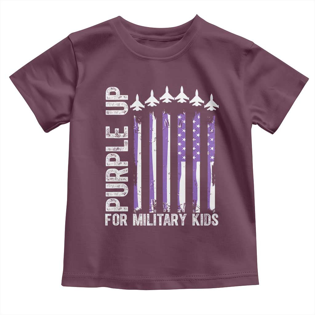 Purple Up For Military Kids Toddler T Shirt American Flag Air Force Military Child Month TS02 Maroon Print Your Wear