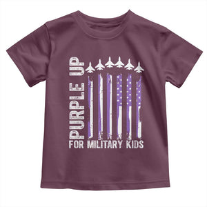 Purple Up For Military Kids Toddler T Shirt American Flag Air Force Military Child Month TS02 Maroon Print Your Wear