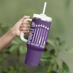 Purple Up For Military Kids Tumbler With Handle American Flag Air Force Military Child Month TS02 Print Your Wear