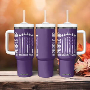 Purple Up For Military Kids Tumbler With Handle American Flag Air Force Military Child Month TS02 Print Your Wear