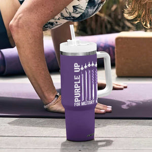Purple Up For Military Kids Tumbler With Handle American Flag Air Force Military Child Month TS02 Print Your Wear