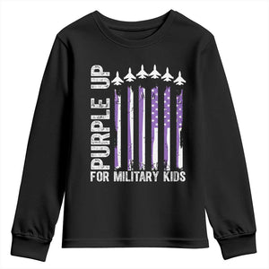 Purple Up For Military Kids Youth Sweatshirt American Flag Air Force Military Child Month TS02 Black Print Your Wear