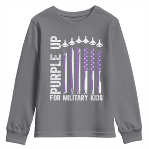 Purple Up For Military Kids Youth Sweatshirt American Flag Air Force Military Child Month TS02 Charcoal Print Your Wear