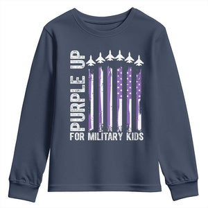 Purple Up For Military Kids Youth Sweatshirt American Flag Air Force Military Child Month TS02 Navy Print Your Wear