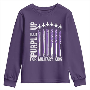Purple Up For Military Kids Youth Sweatshirt American Flag Air Force Military Child Month TS02 Purple Print Your Wear