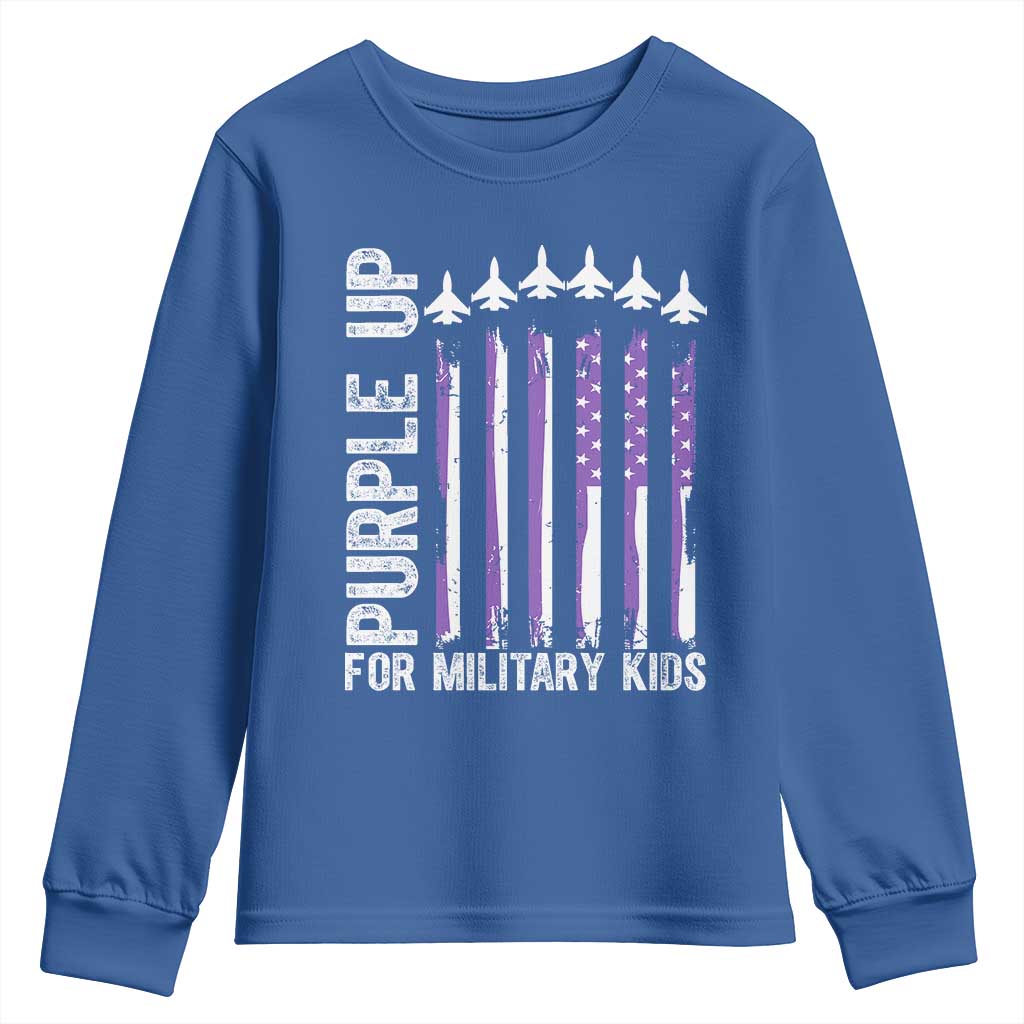 Purple Up For Military Kids Youth Sweatshirt American Flag Air Force Military Child Month TS02 Royal Blue Print Your Wear
