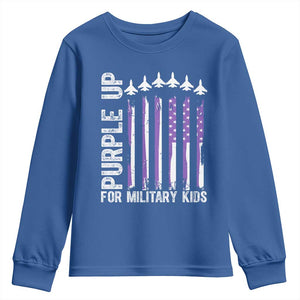 Purple Up For Military Kids Youth Sweatshirt American Flag Air Force Military Child Month TS02 Royal Blue Print Your Wear