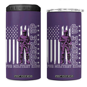 Purple Up For Military Kids 4 in 1 Can Cooler Tumbler Military Child Month TS02 One Size: 16 oz Purple Print Your Wear