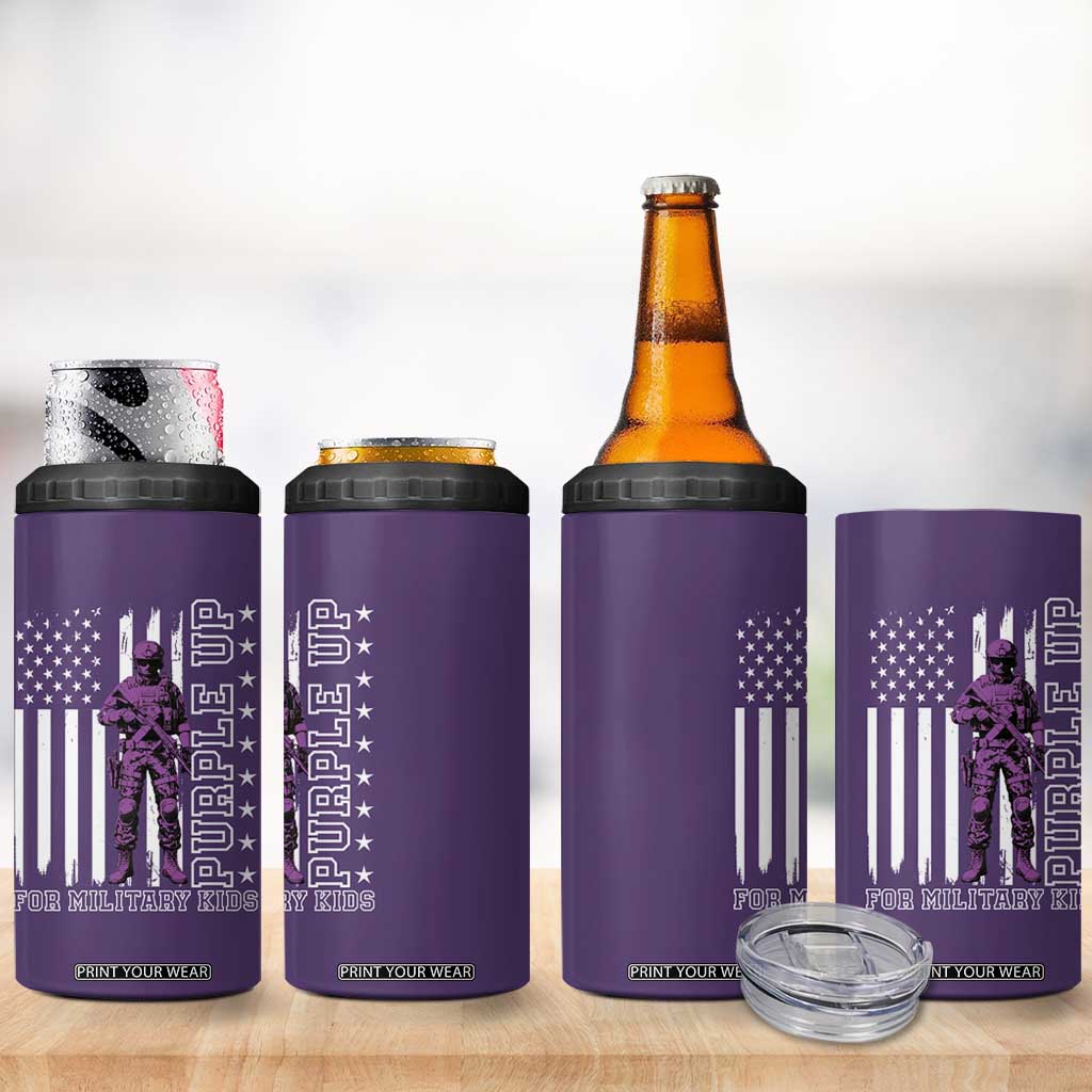 Purple Up For Military Kids 4 in 1 Can Cooler Tumbler Military Child Month TS02 Print Your Wear