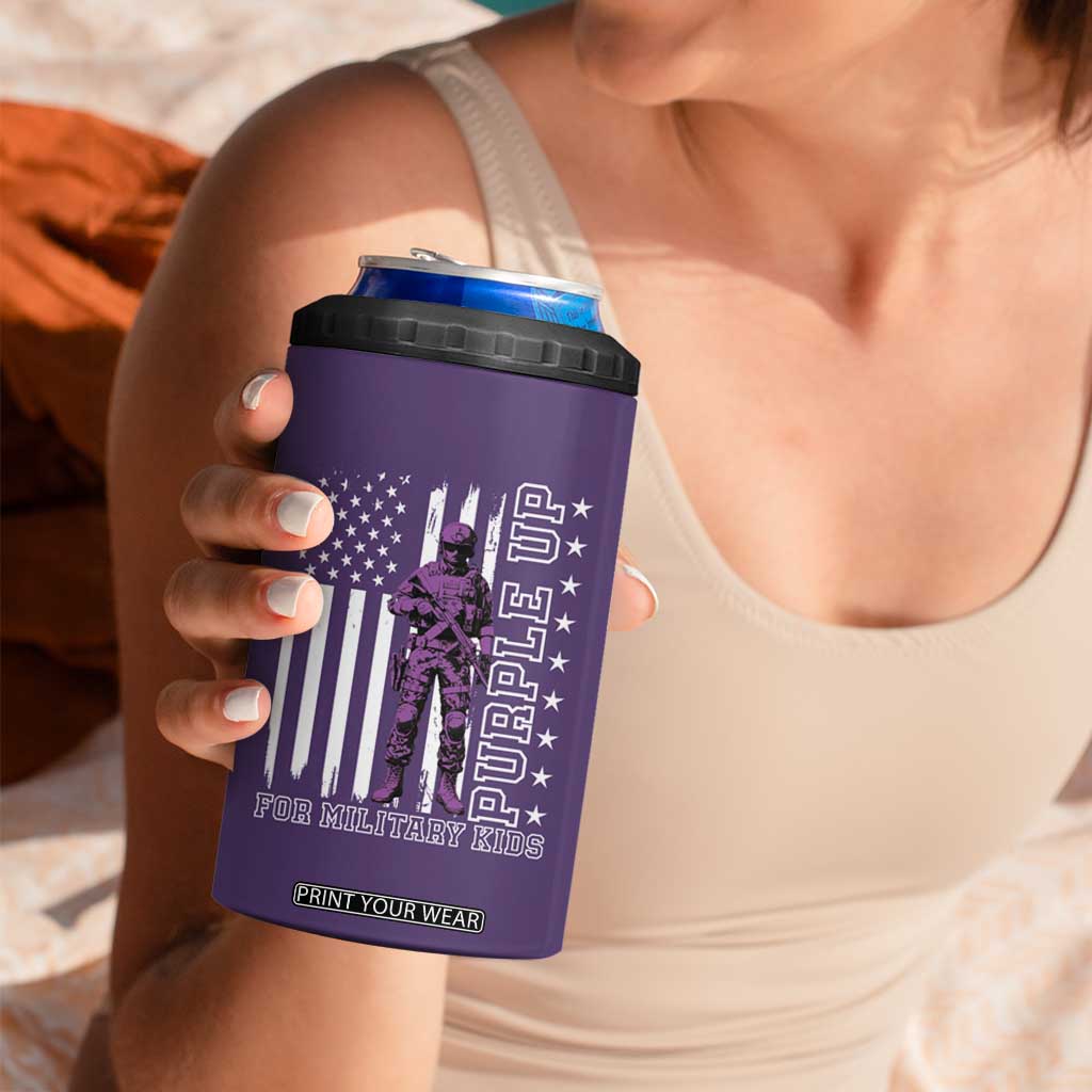 Purple Up For Military Kids 4 in 1 Can Cooler Tumbler Military Child Month TS02 Print Your Wear
