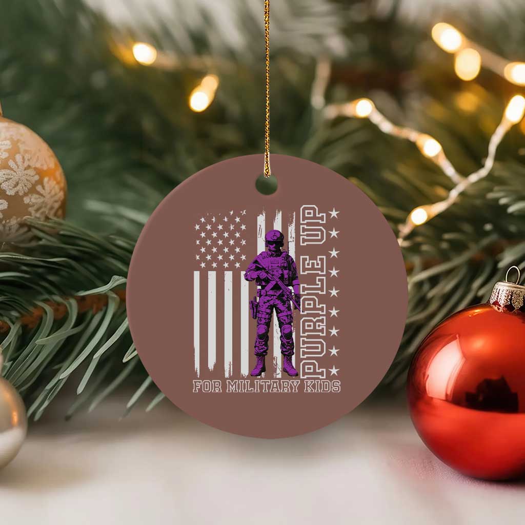 Purple Up For Military Kids Ceramic Ornament Military Child Month TS02 1pc Mocha Print Your Wear
