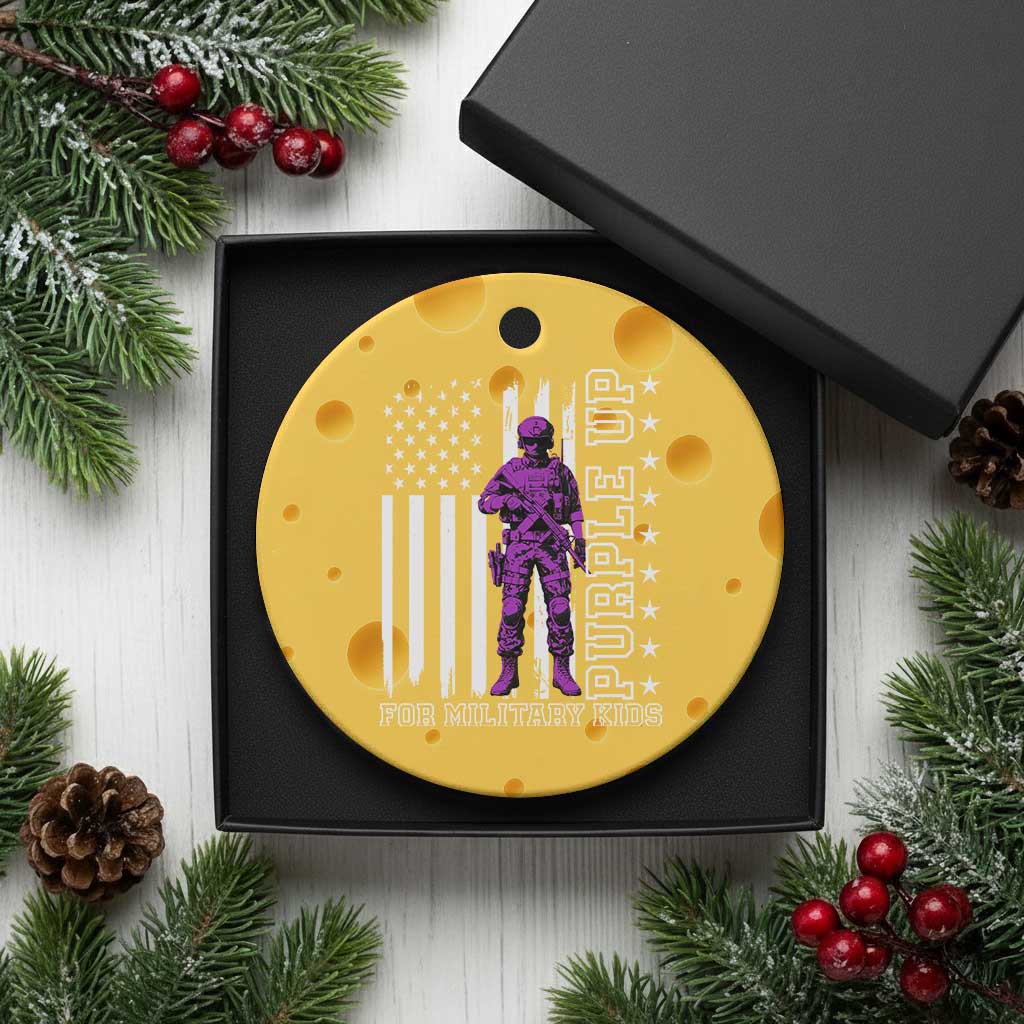 Purple Up For Military Kids Ceramic Ornament Military Child Month TS02 1pc Yellow Cheese Print Your Wear