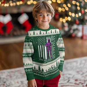 Purple Up For Military Kids Ugly Christmas Sweater Military Child Month TS02 Forest Green Beige Print Your Wear