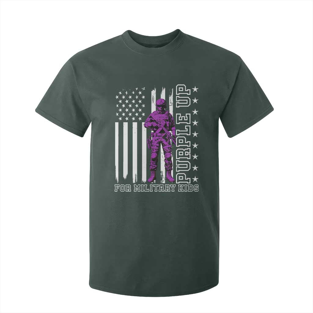 Purple Up For Military Kids T Shirt For Kid Military Child Month TS02 Dark Forest Green Print Your Wear