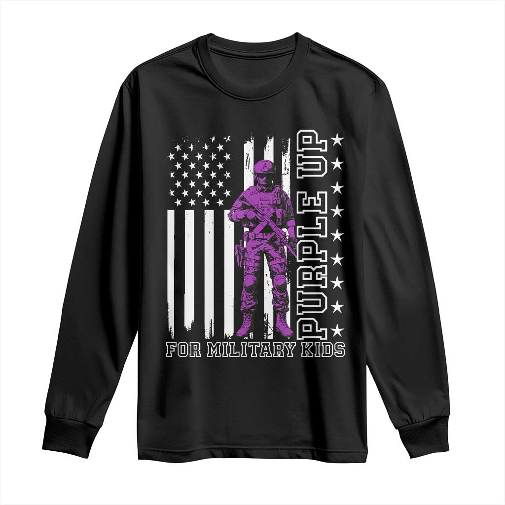 Purple Up For Military Kids Long Sleeve Shirt Military Child Month TS02 Black Print Your Wear