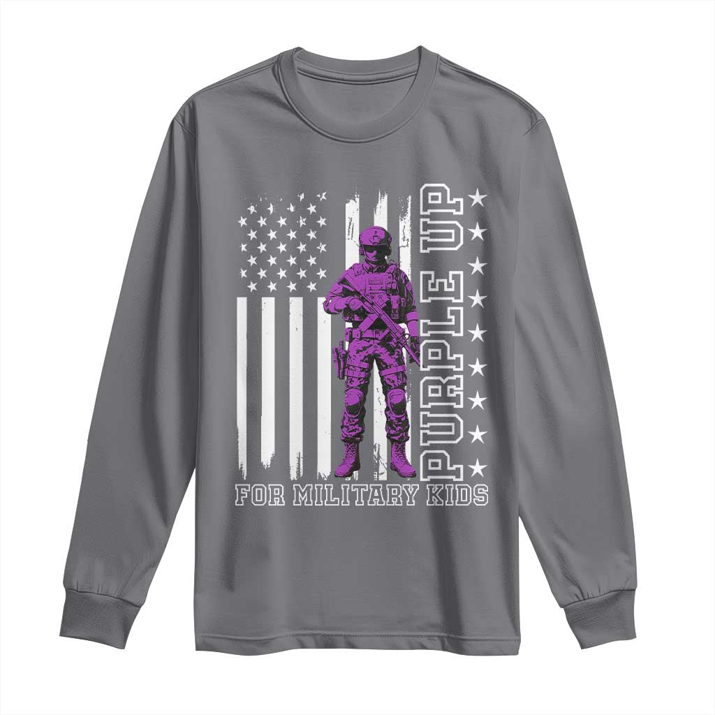 Purple Up For Military Kids Long Sleeve Shirt Military Child Month TS02 Charcoal Print Your Wear