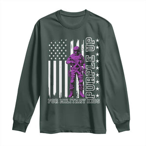 Purple Up For Military Kids Long Sleeve Shirt Military Child Month TS02 Dark Forest Green Print Your Wear