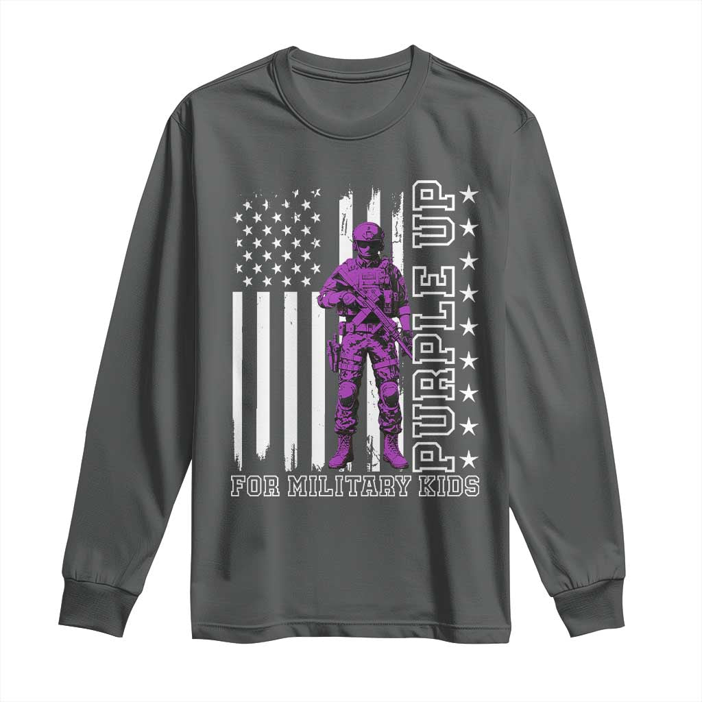 Purple Up For Military Kids Long Sleeve Shirt Military Child Month TS02 Dark Heather Print Your Wear