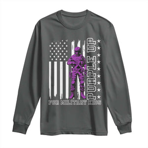 Purple Up For Military Kids Long Sleeve Shirt Military Child Month TS02 Dark Heather Print Your Wear