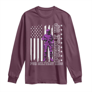 Purple Up For Military Kids Long Sleeve Shirt Military Child Month TS02 Maroon Print Your Wear