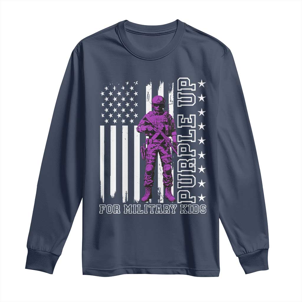 Purple Up For Military Kids Long Sleeve Shirt Military Child Month TS02 Navy Print Your Wear