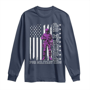 Purple Up For Military Kids Long Sleeve Shirt Military Child Month TS02 Navy Print Your Wear