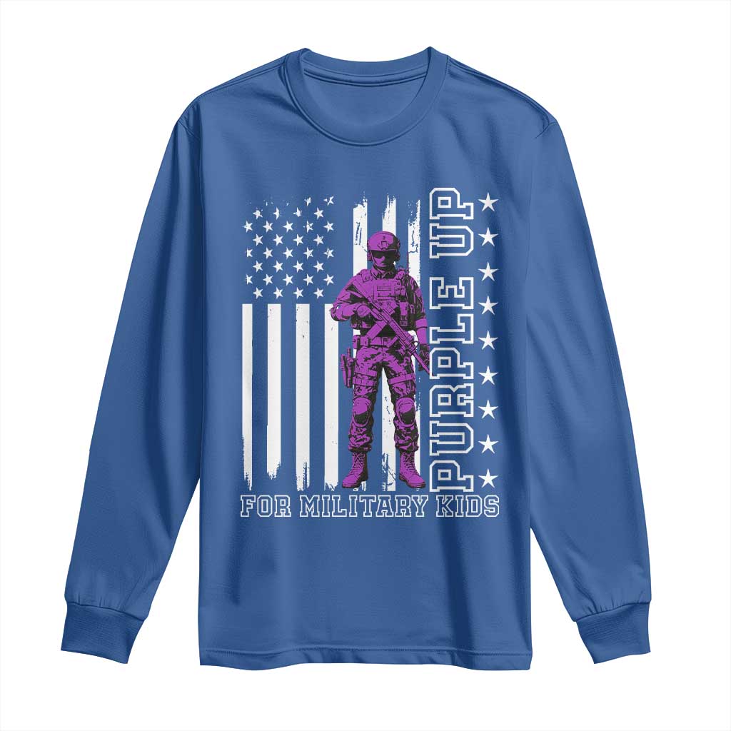 Purple Up For Military Kids Long Sleeve Shirt Military Child Month TS02 Royal Blue Print Your Wear