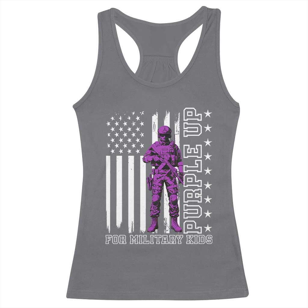 Purple Up For Military Kids Racerback Tank Top Military Child Month TS02 Charcoal Print Your Wear