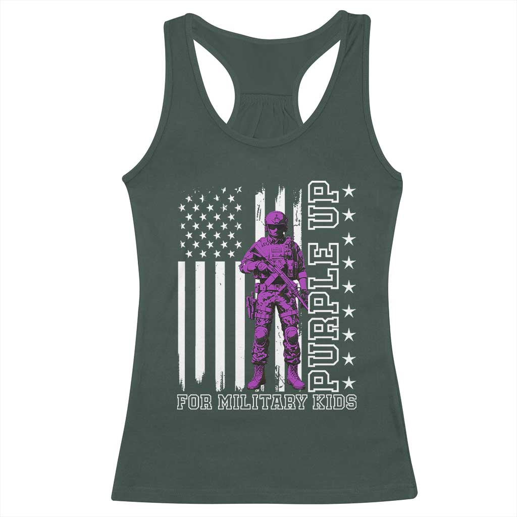 Purple Up For Military Kids Racerback Tank Top Military Child Month TS02 Dark Forest Green Print Your Wear