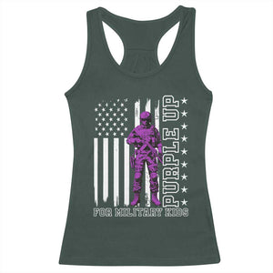Purple Up For Military Kids Racerback Tank Top Military Child Month TS02 Dark Forest Green Print Your Wear
