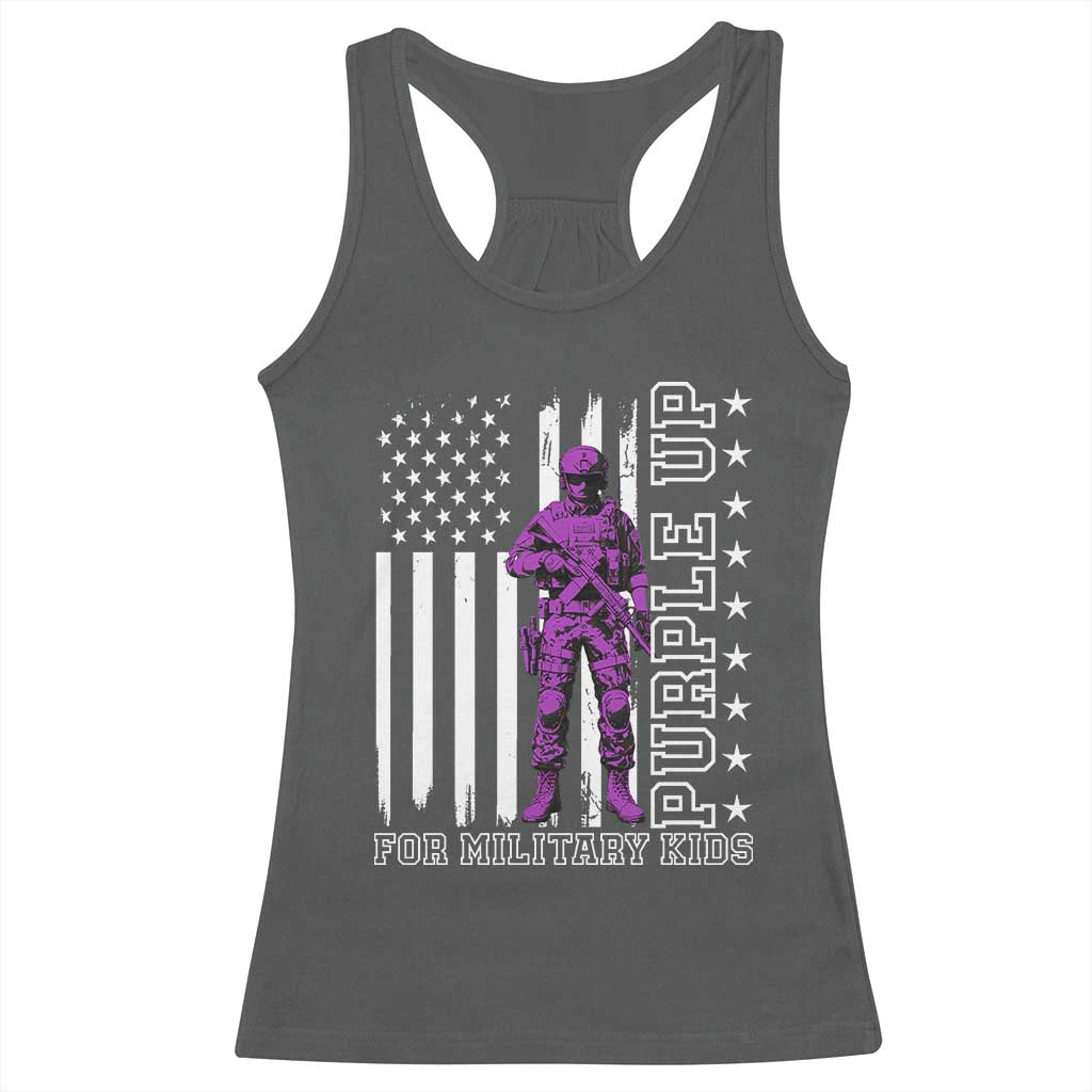 Purple Up For Military Kids Racerback Tank Top Military Child Month TS02 Dark Heather Print Your Wear