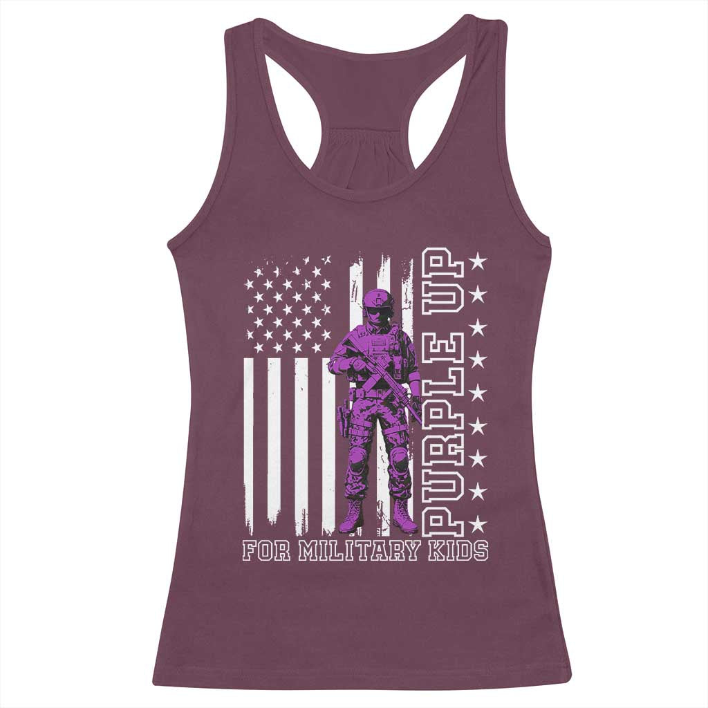 Purple Up For Military Kids Racerback Tank Top Military Child Month TS02 Maroon Print Your Wear