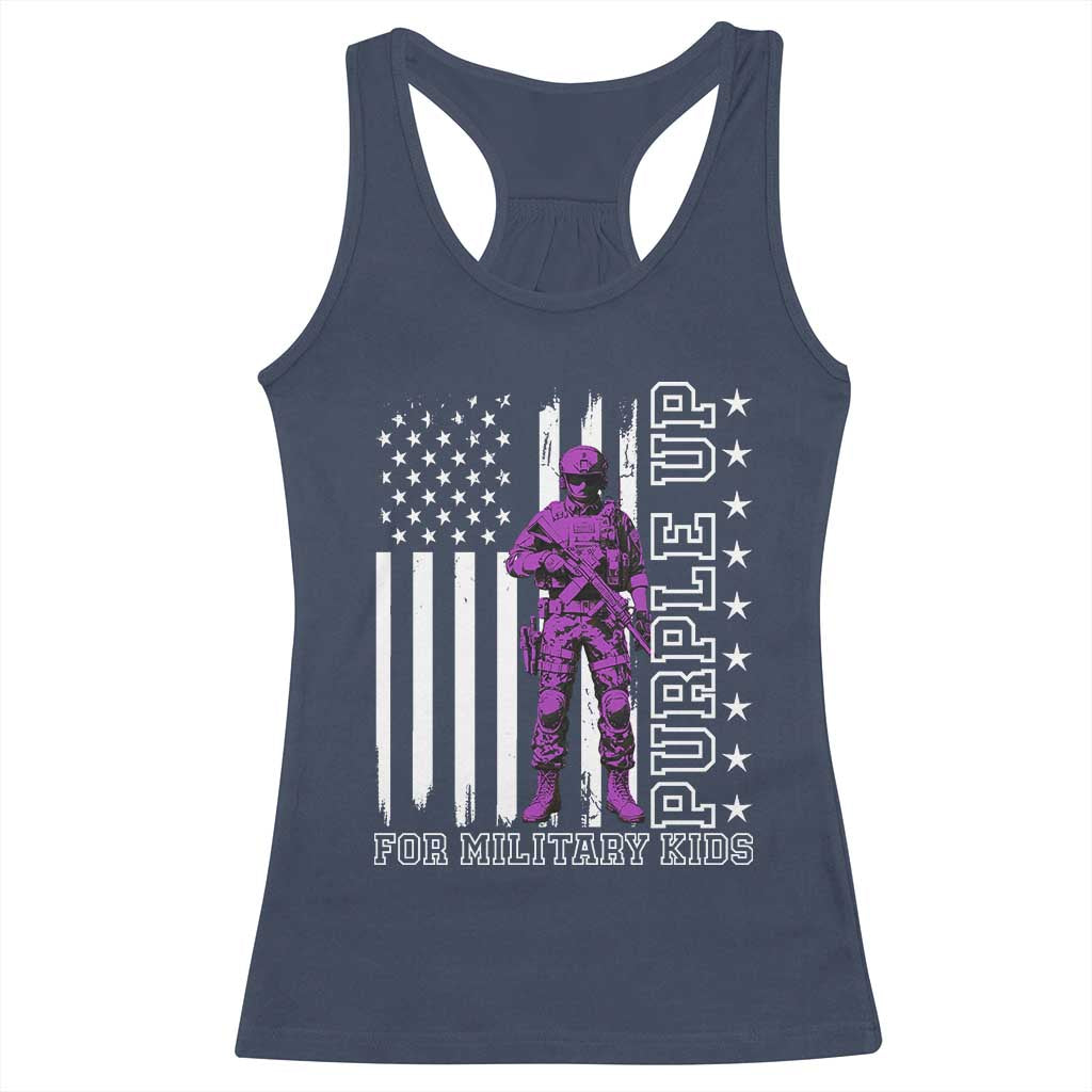 Purple Up For Military Kids Racerback Tank Top Military Child Month TS02 Navy Print Your Wear