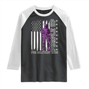 Purple Up For Military Kids Raglan Shirt Military Child Month TS02 Black White Print Your Wear