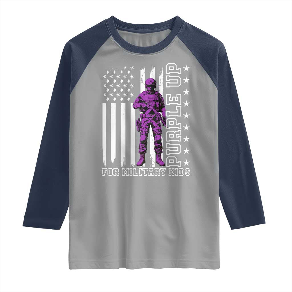 Purple Up For Military Kids Raglan Shirt Military Child Month TS02 Sport Gray Navy Print Your Wear