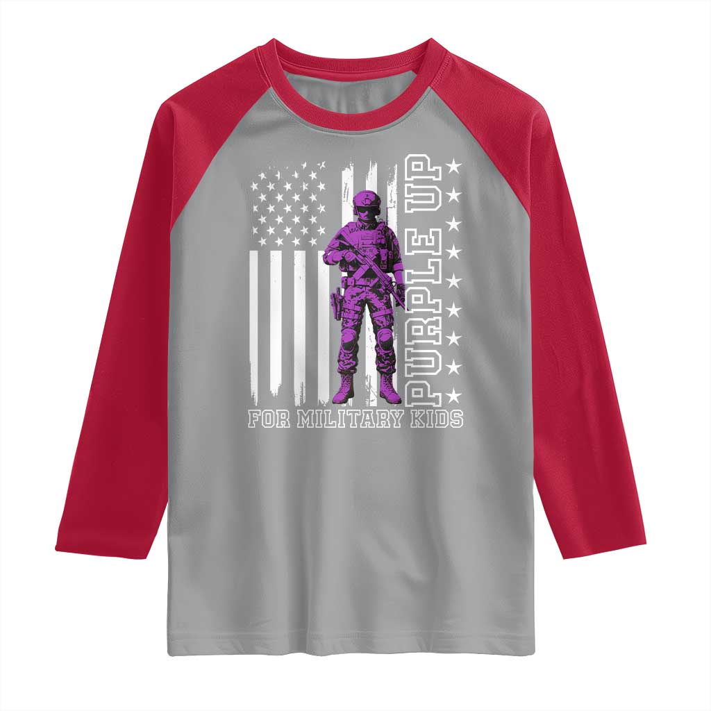 Purple Up For Military Kids Raglan Shirt Military Child Month TS02 Sport Gray Red Print Your Wear
