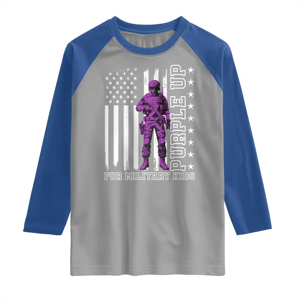 Purple Up For Military Kids Raglan Shirt Military Child Month TS02 Sport Gray Royal Print Your Wear