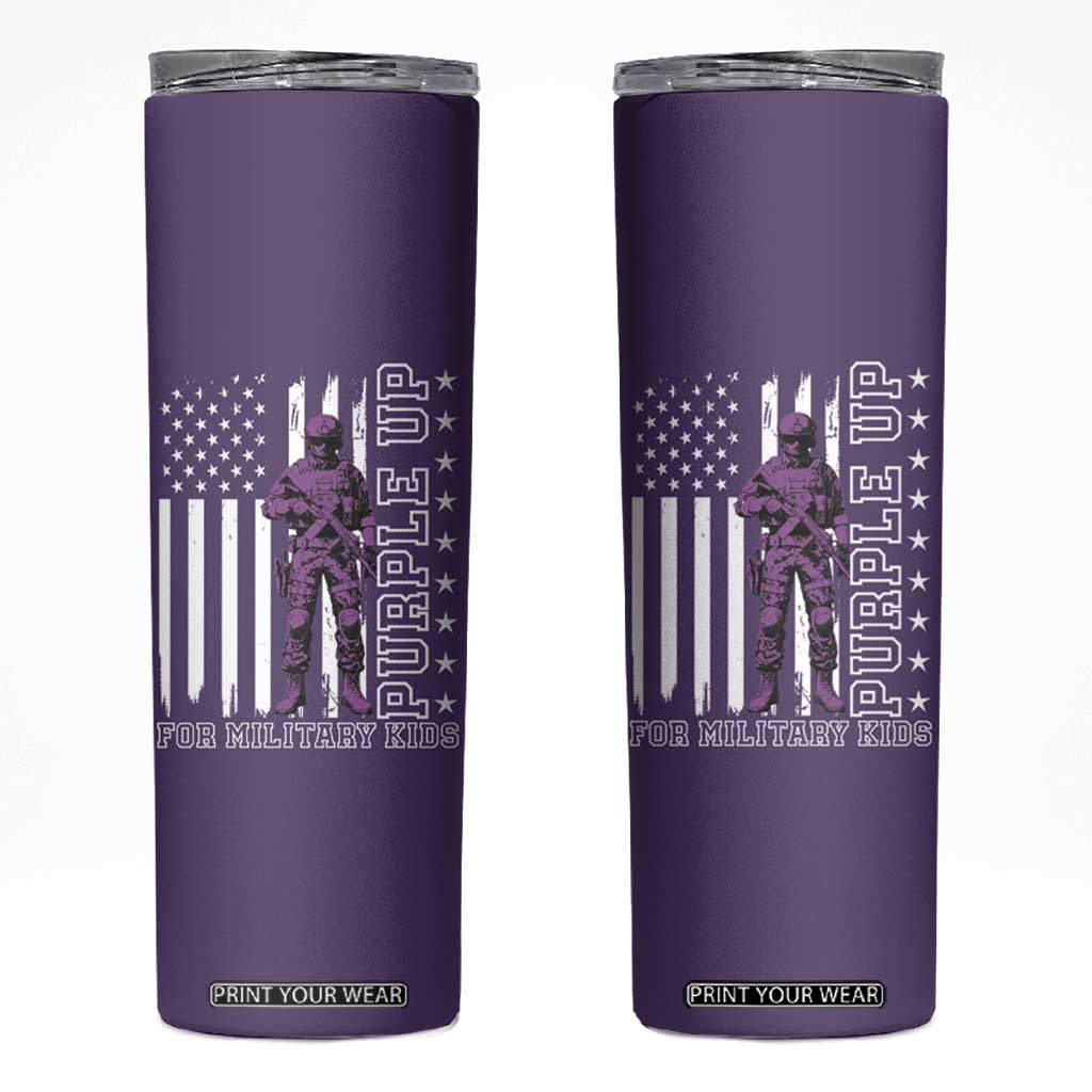 Purple Up For Military Kids Skinny Tumbler Military Child Month TS02 Purple Print Your Wear