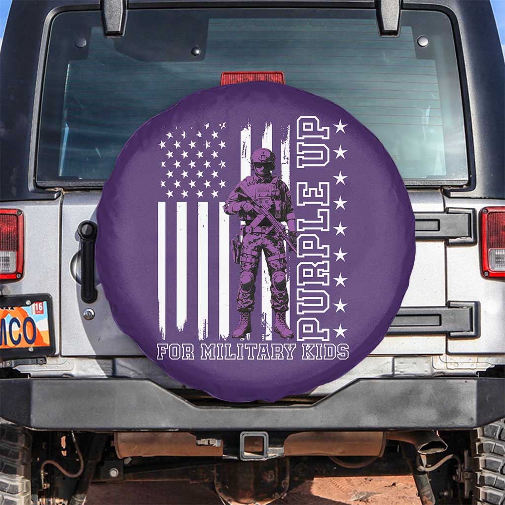 Purple Up For Military Kids Spare Tire Cover Military Child Month TS02 No hole Purple Print Your Wear