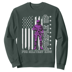 Purple Up For Military Kids Sweatshirt Military Child Month TS02 Dark Forest Green Print Your Wear