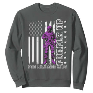 Purple Up For Military Kids Sweatshirt Military Child Month TS02 Dark Heather Print Your Wear
