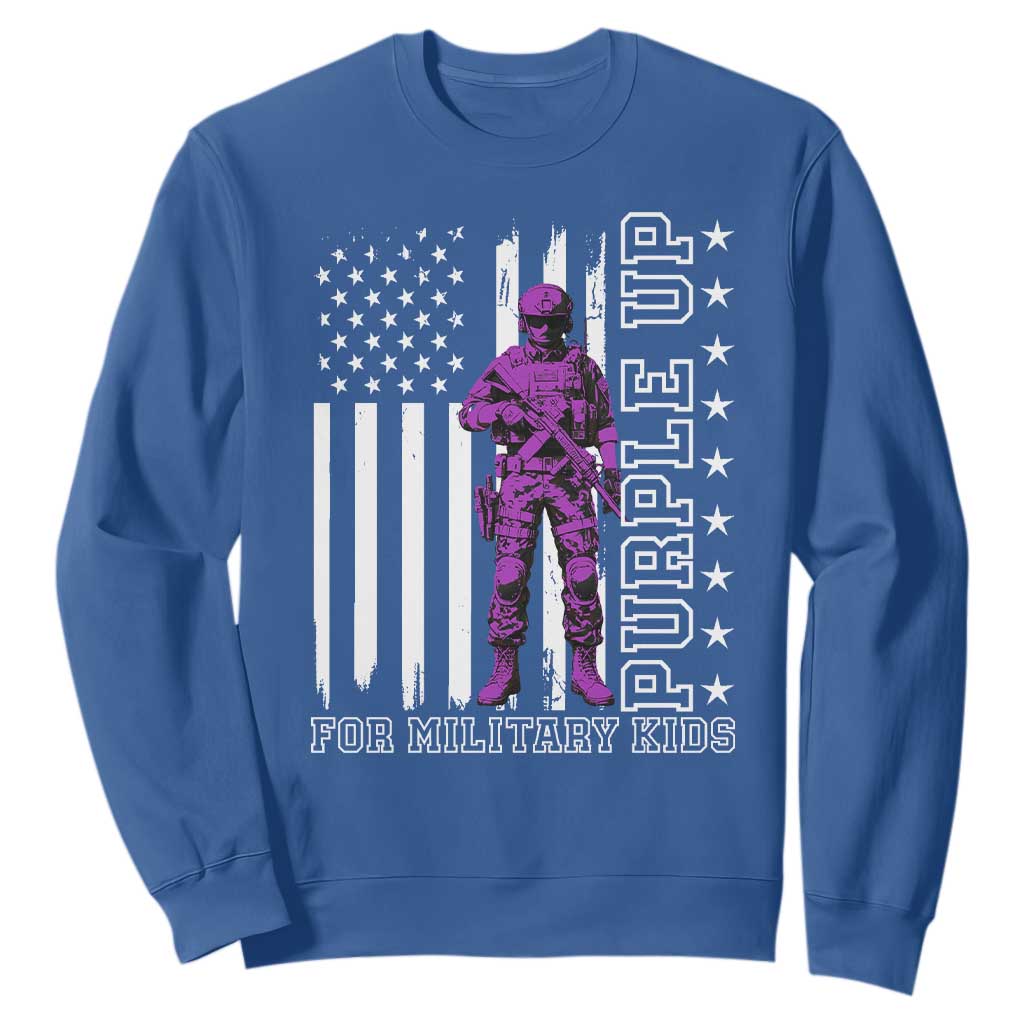 Purple Up For Military Kids Sweatshirt Military Child Month TS02 Royal Blue Print Your Wear