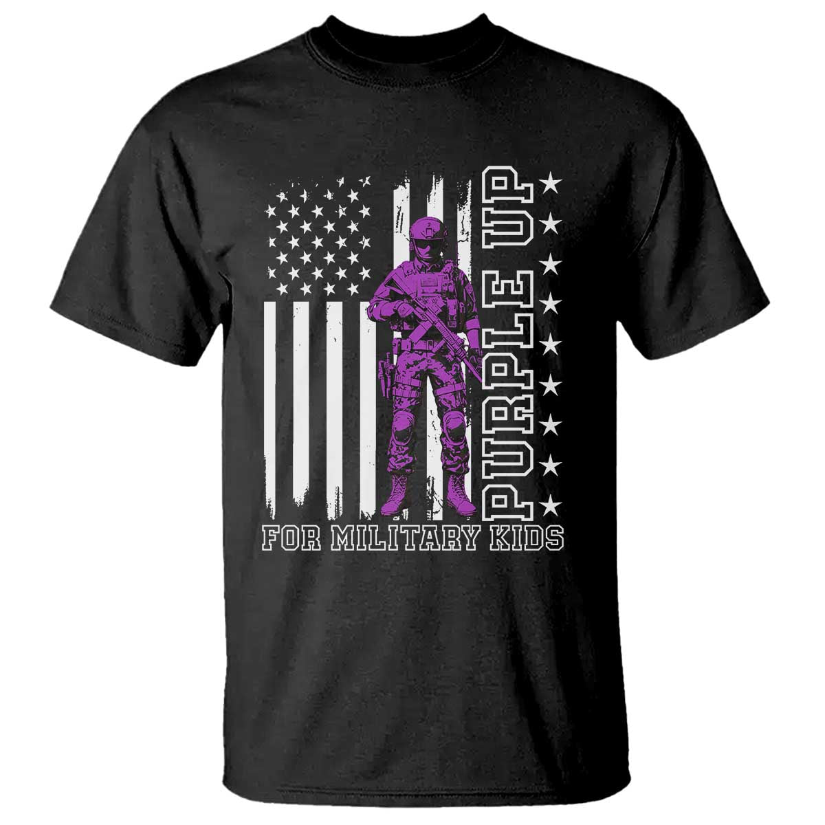 Purple Up For Military Kids T Shirt Military Child Month TS02 Black Print Your Wear